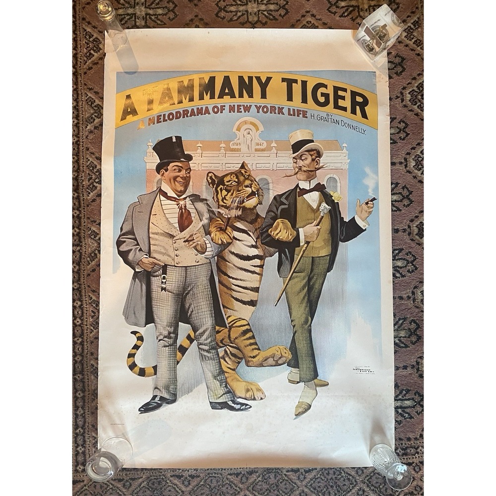 Rare A Tammany Tiger Theater Poster. Fine Graphic Art Wall Interior Design 1970